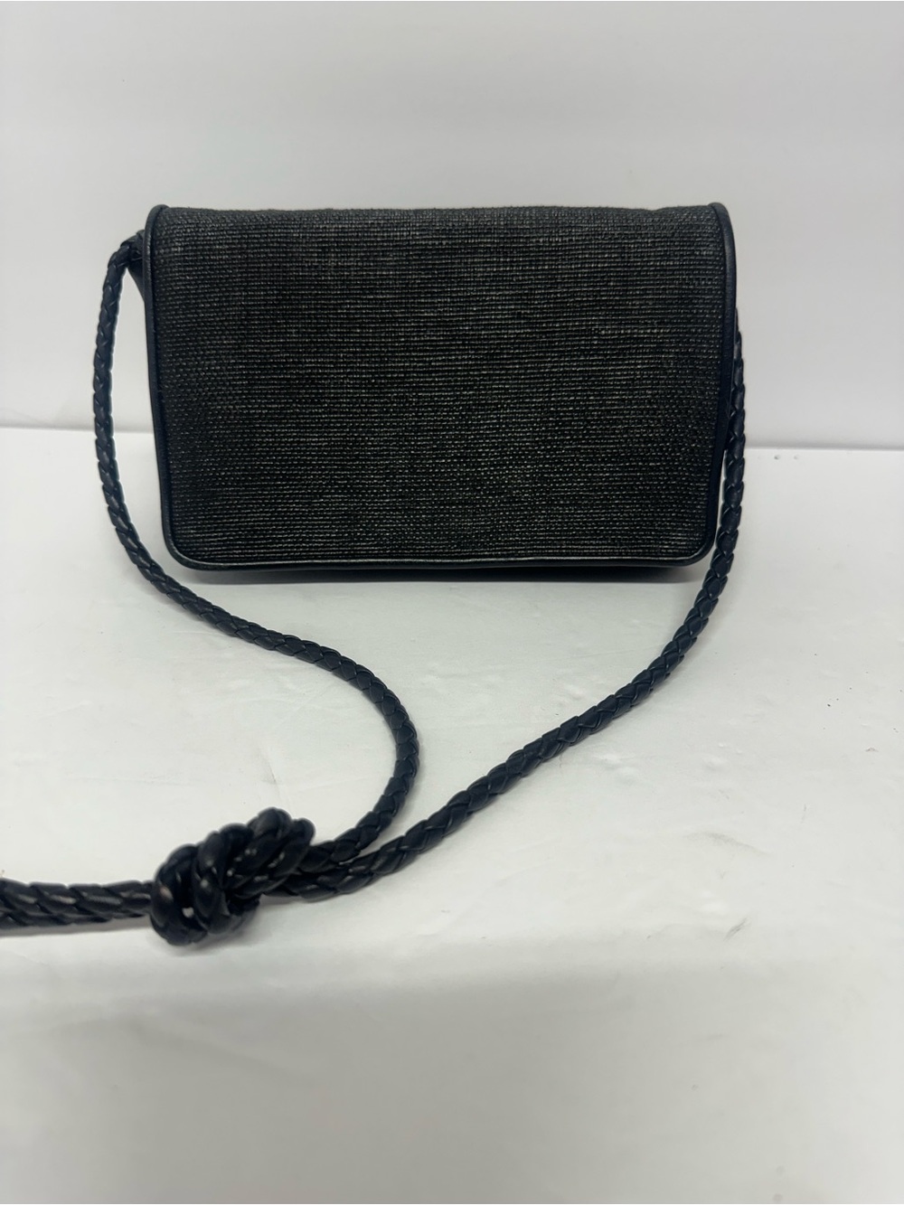 Nordstrom Black Woven Crossbody Bag with Braided Strap